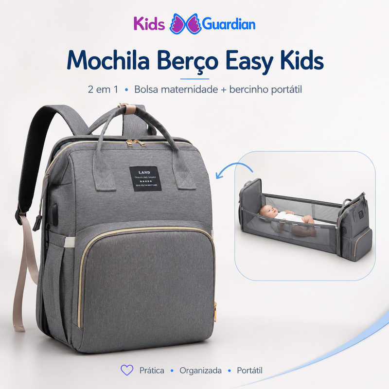 Mochila Berço Easy Kids 2 em 1 | Bolsa Maternidade com Berço Portátil