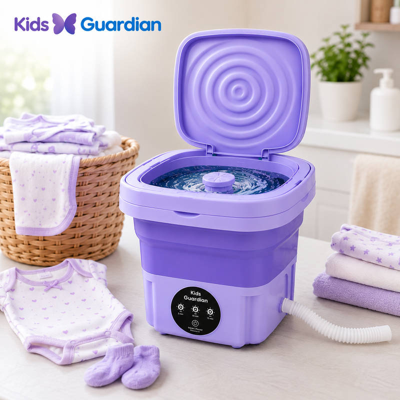 Mini Lavadora Dobrável 11L para Roupas de Bebê | Kids Guardian