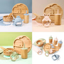Baby Tableware Set Feeding Bowl Dinner Plate Cup Bibs Spoon Fork Bamboo Wooden Children's Feeding Dishes Sets BPA Free Non-Slip