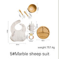 Baby Tableware Set Feeding Bowl Dinner Plate Cup Bibs Spoon Fork Bamboo Wooden Children's Feeding Dishes Sets BPA Free Non-Slip