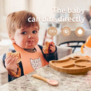Baby Tableware Set Feeding Bowl Dinner Plate Cup Bibs Spoon Fork Bamboo Wooden Children's Feeding Dishes Sets BPA Free Non-Slip