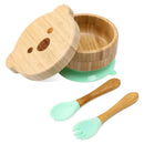 Baby Tableware Set Feeding Bowl Dinner Plate Cup Bibs Spoon Fork Bamboo Wooden Children's Feeding Dishes Sets BPA Free Non-Slip